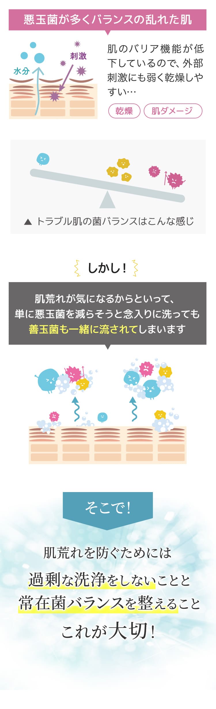 トラブル肌には悪玉菌が多い