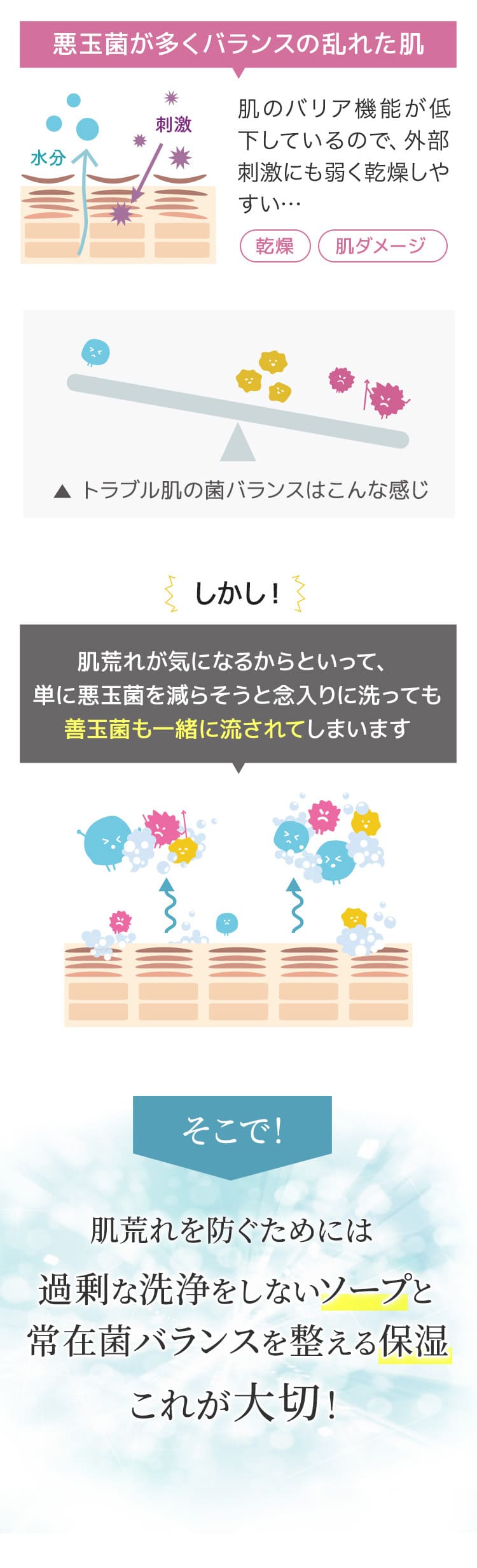 トラブル肌には悪玉菌が多い