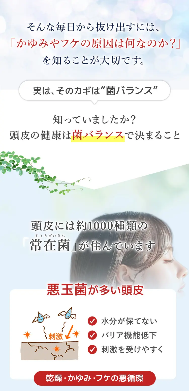フケやかゆいの原因は菌のバランス
